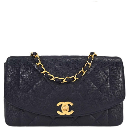Chanel Navy Caviar Small Diana Shoulder Bag