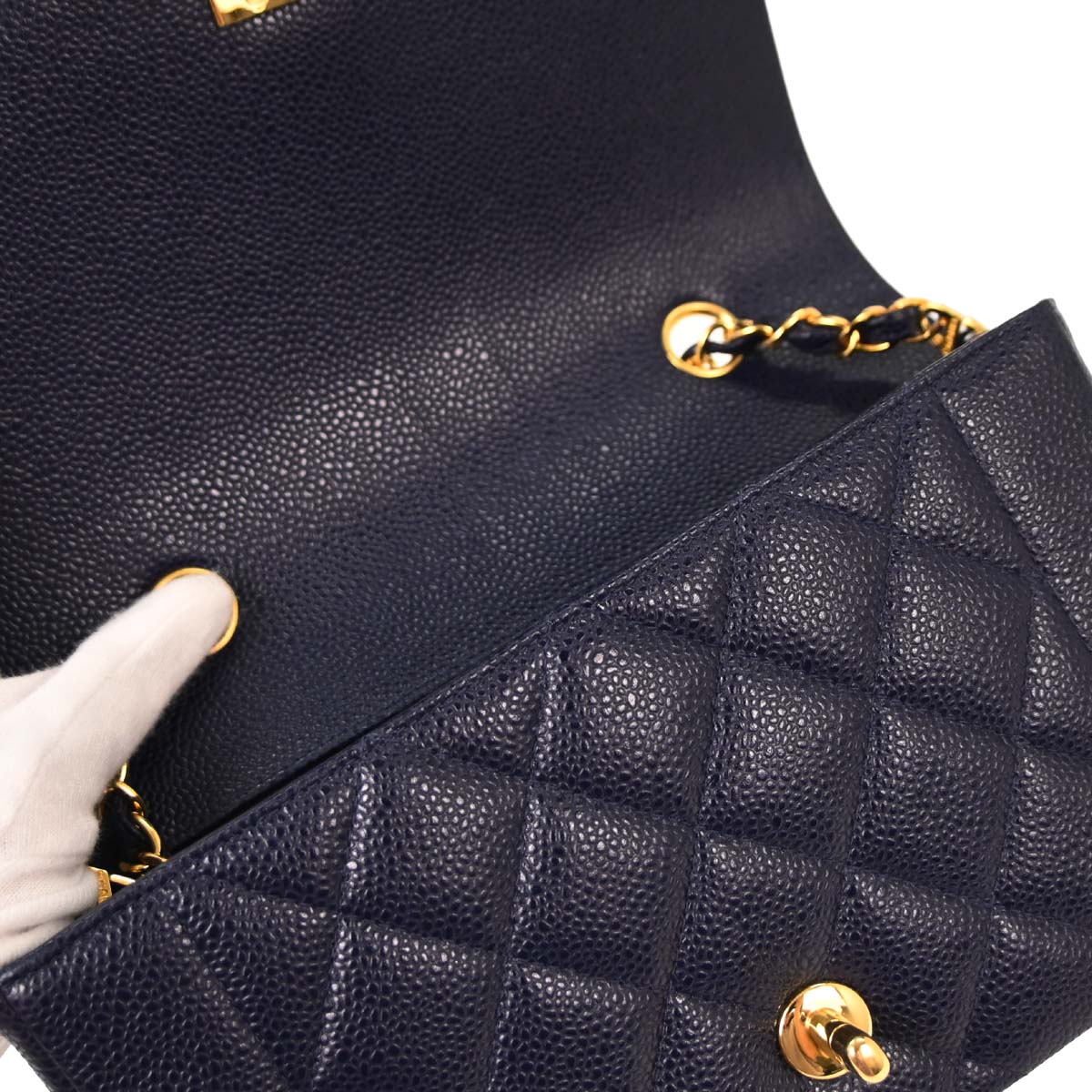 Chanel Navy Caviar Small Diana Shoulder Bag