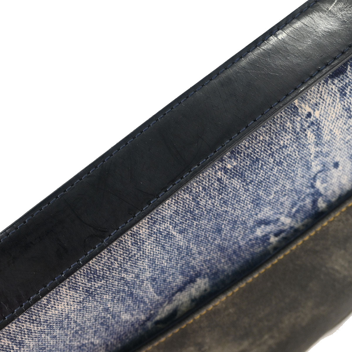 Christian Dior Blue Canvas Denim Print Double Saddle Handbag