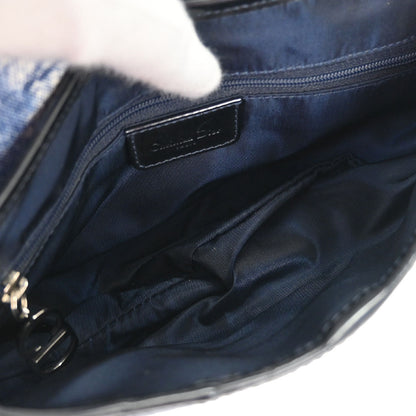 Christian Dior Blue Canvas Denim Print Double Saddle Handbag