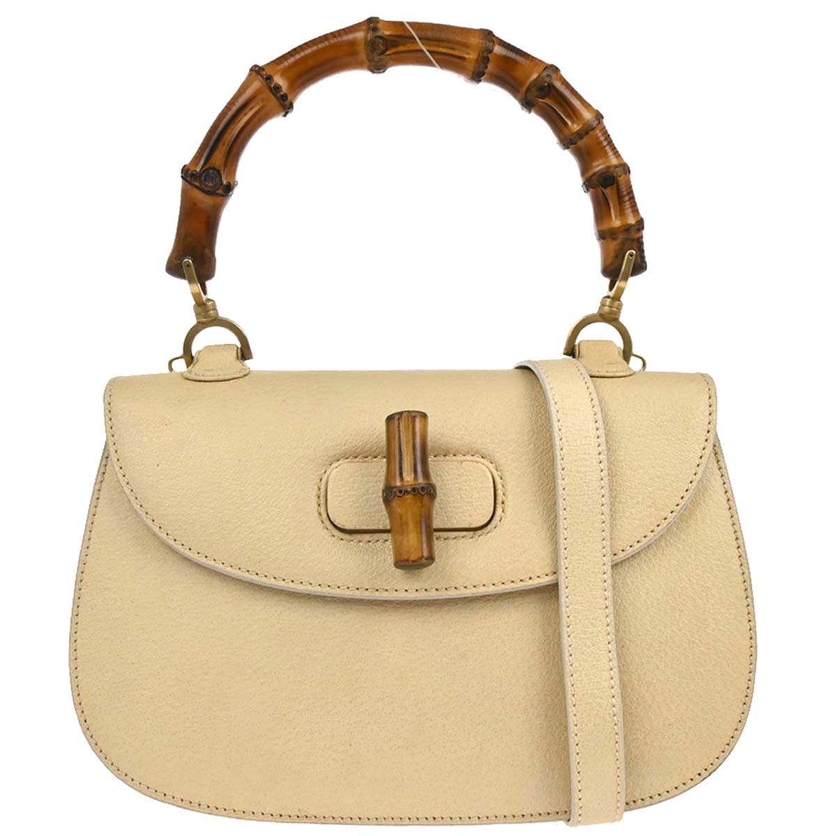 Gucci Light Beige Pigskin Bamboo 2way Handbag