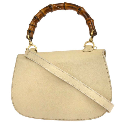 Gucci Light Beige Pigskin Bamboo 2way Handbag