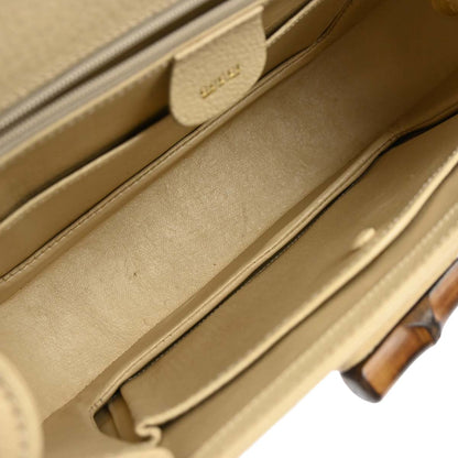 Gucci Light Beige Pigskin Bamboo 2way Handbag