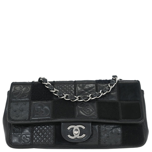 Chanel * Black Icon Patchwork Single Flap Shoulder Bag