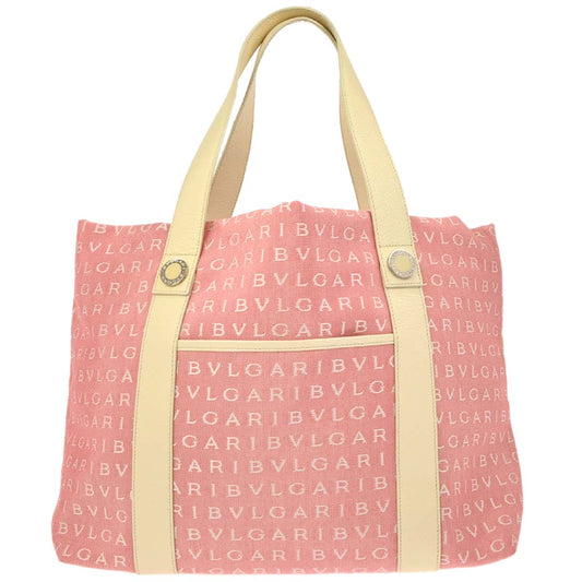 Bvlgari Pink Canvas Logomania Tote Handbag