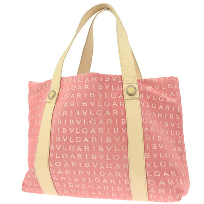 Bvlgari Pink Canvas Logomania Tote Handbag