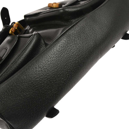 Gucci Black Pigskin Bamboo Backpack