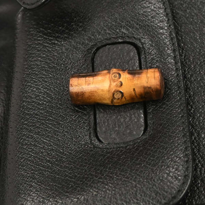 Gucci Black Pigskin Bamboo Backpack