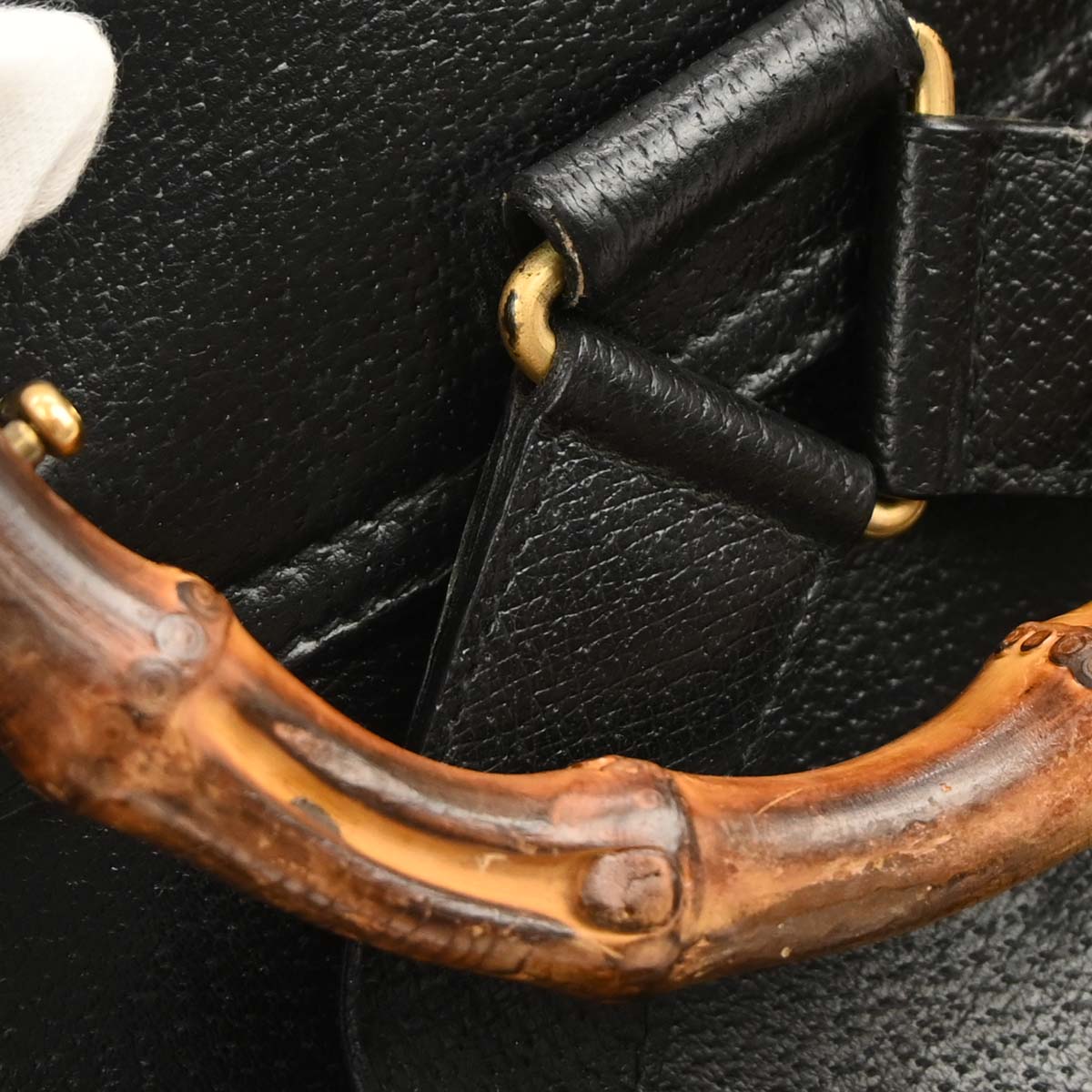 Gucci Black Pigskin Bamboo Backpack