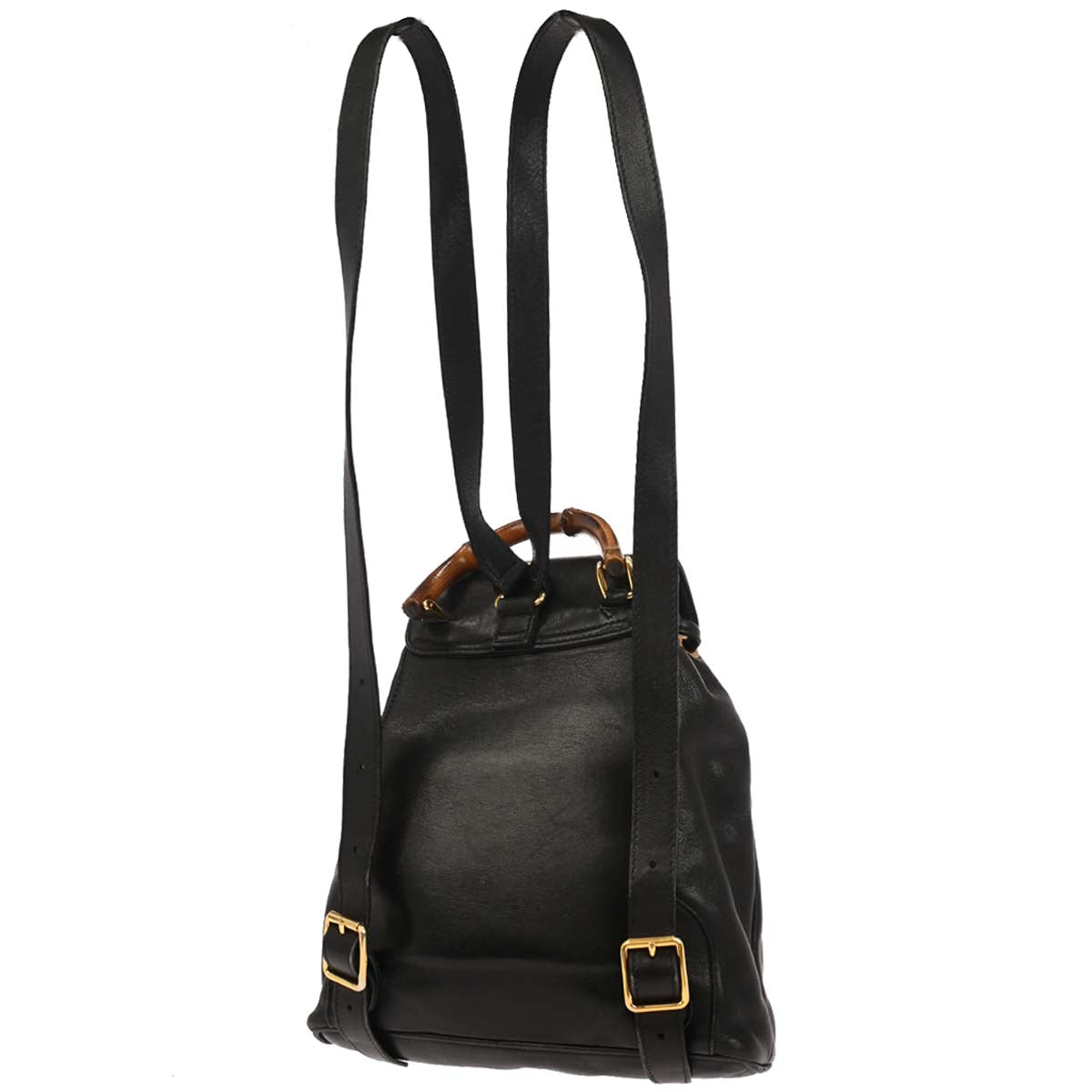 Gucci Black Leather Bamboo Backpack