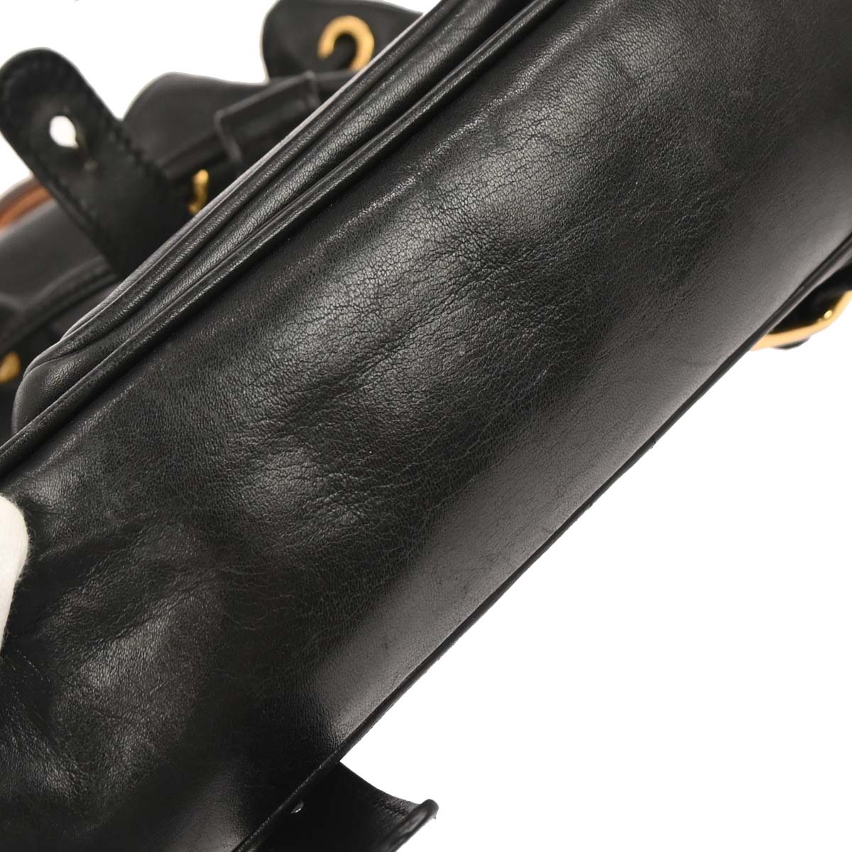 Gucci Black Leather Bamboo Backpack