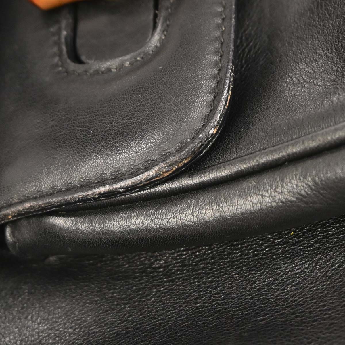 Gucci Black Leather Bamboo Backpack