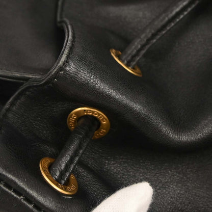 Gucci Black Leather Bamboo Backpack