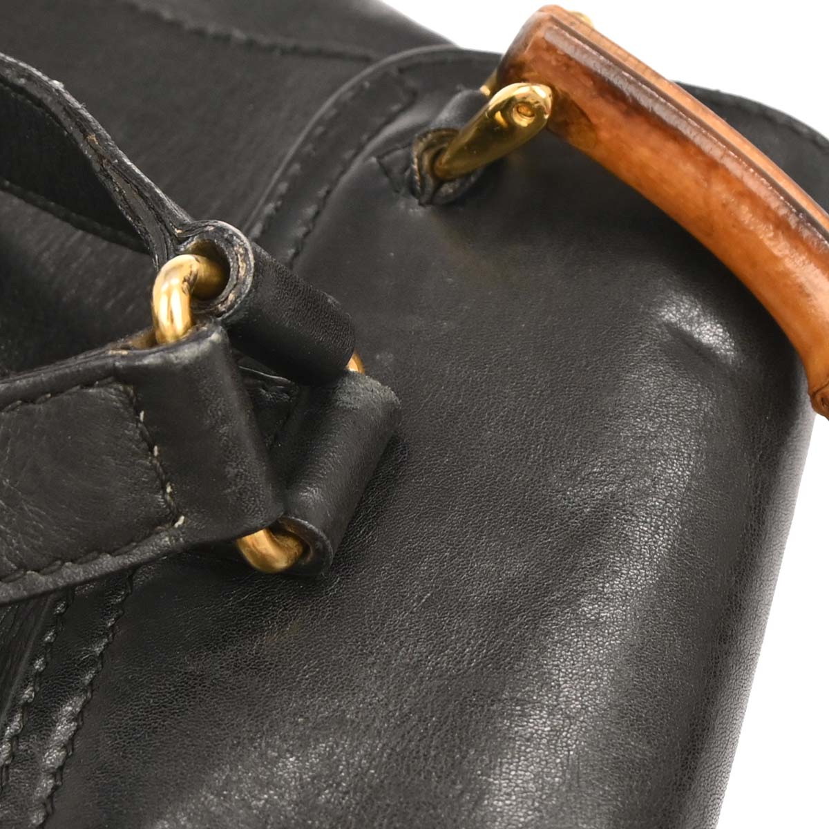Gucci Black Leather Bamboo Backpack