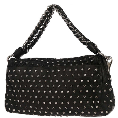 Prada Black Leather Studded Handbag