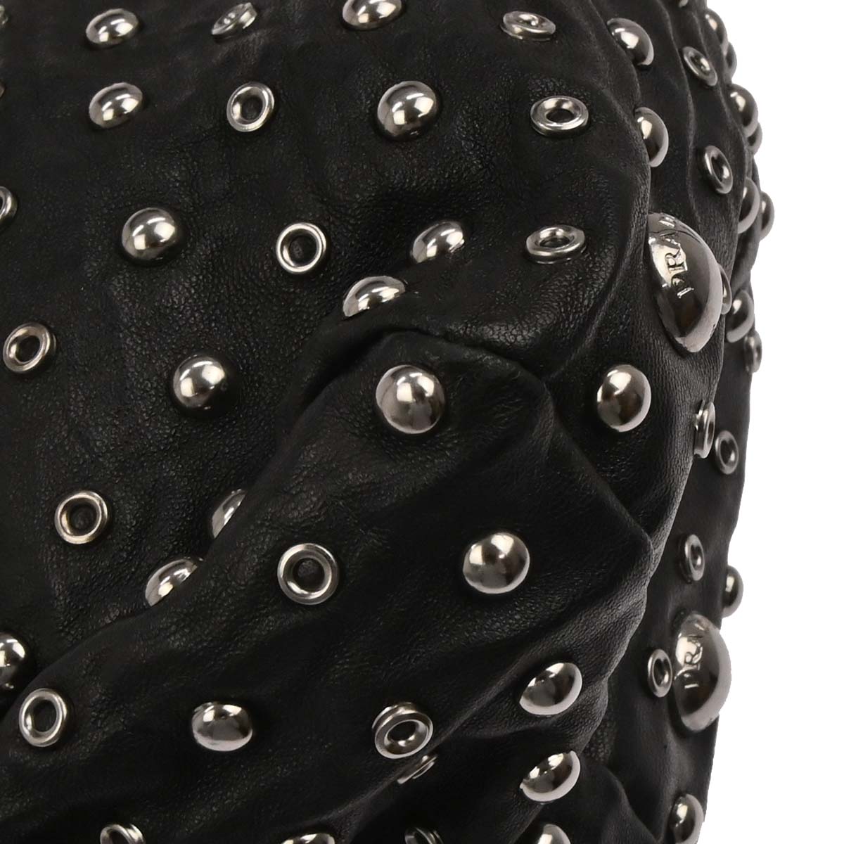 Prada Black Leather Studded Handbag