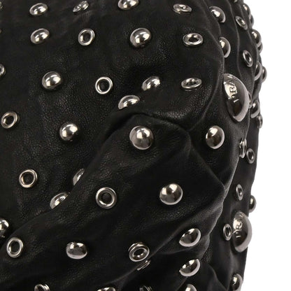 Prada Black Leather Studded Handbag