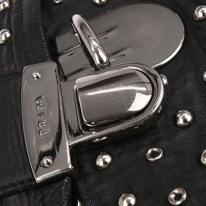 Prada Black Leather Studded Handbag