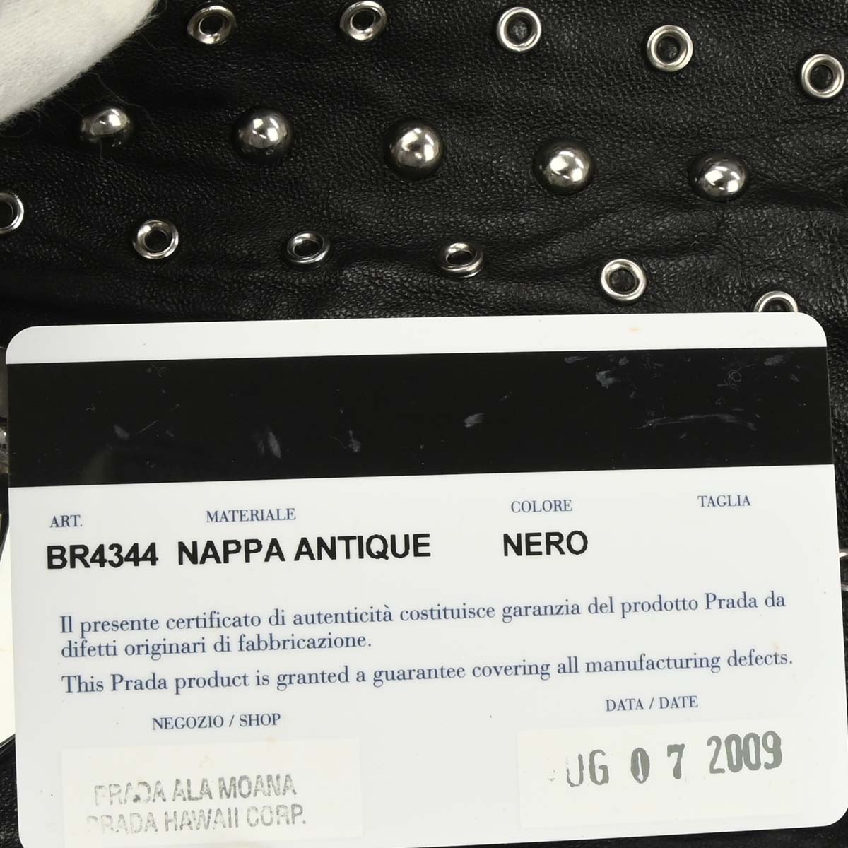 Prada Black Leather Studded Handbag