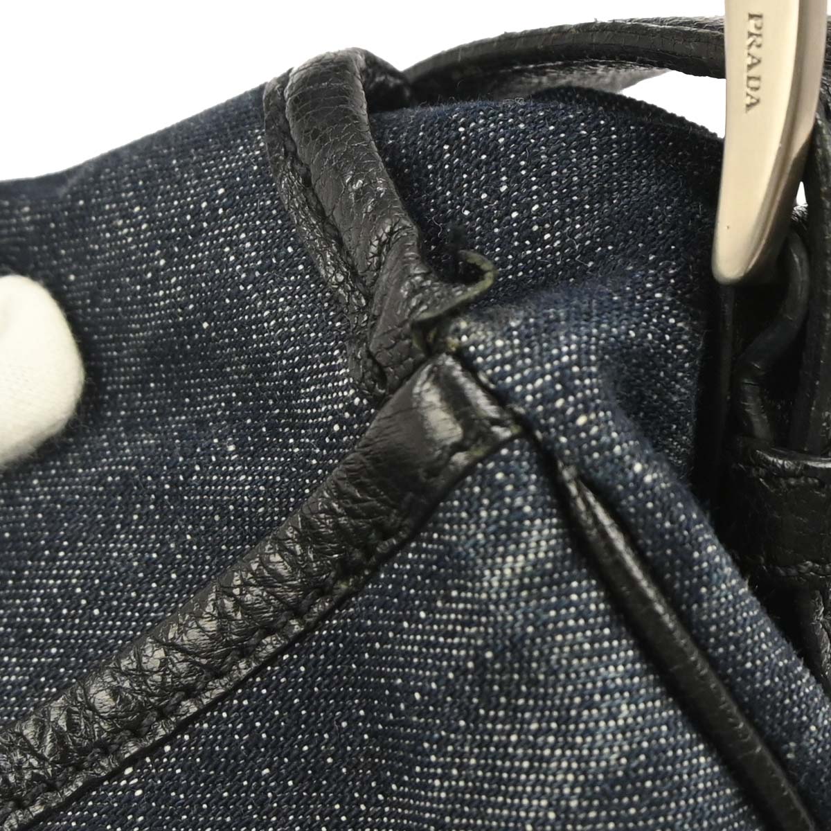 Prada Navy Denim Shoulder Bag