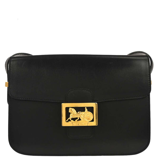 Celine Black Leather Shoulder Bag