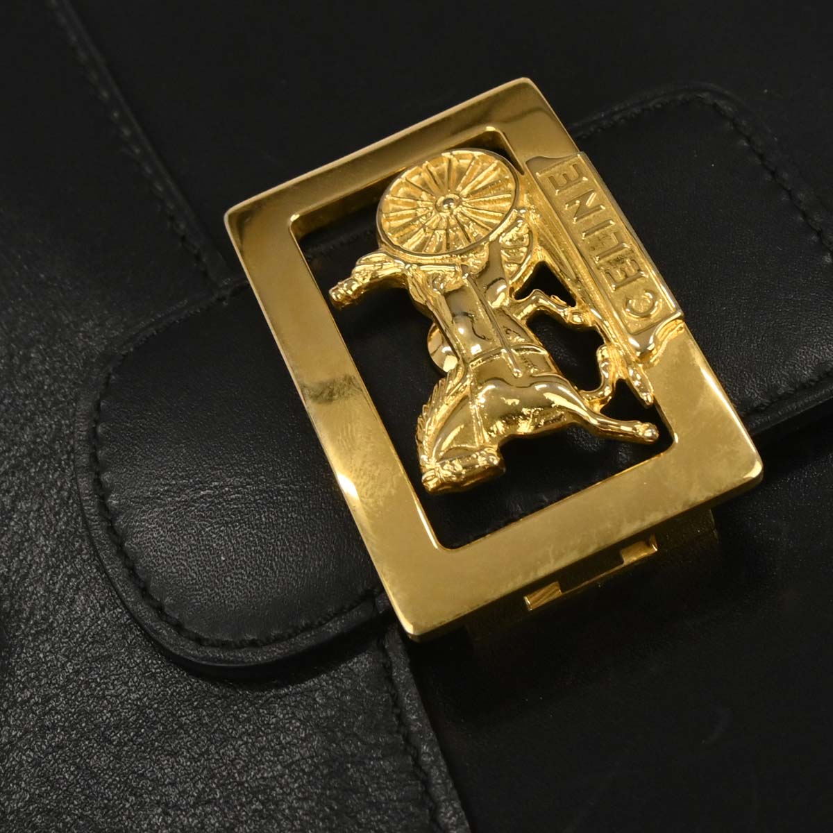 Celine Black Leather Shoulder Bag