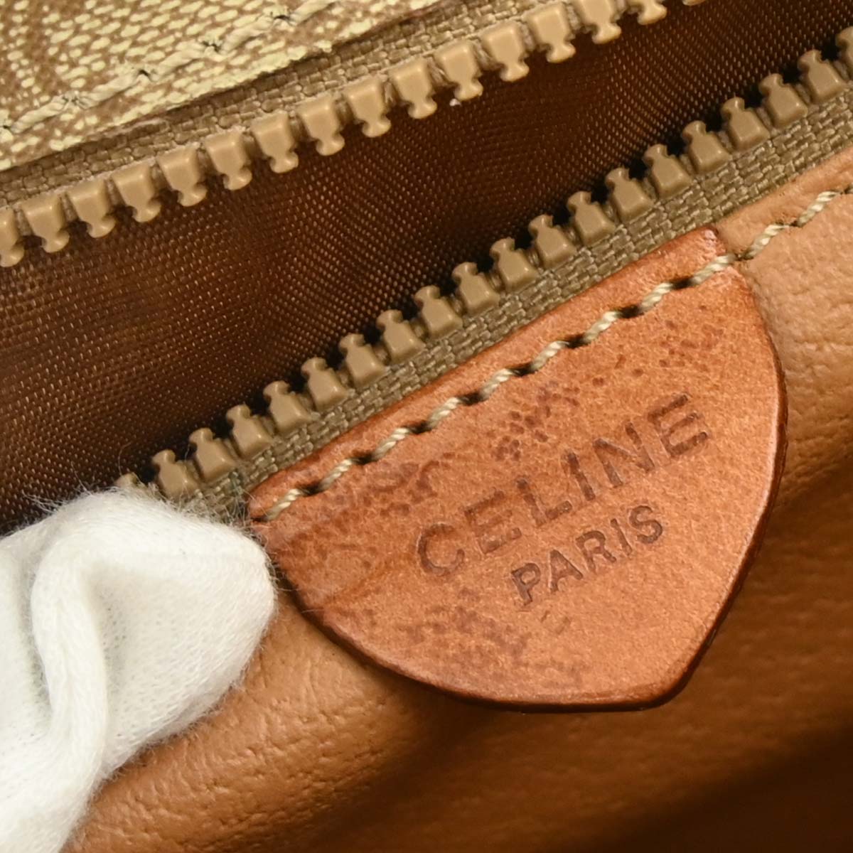 Celine Beige PVC Macadam Shoulder Bag