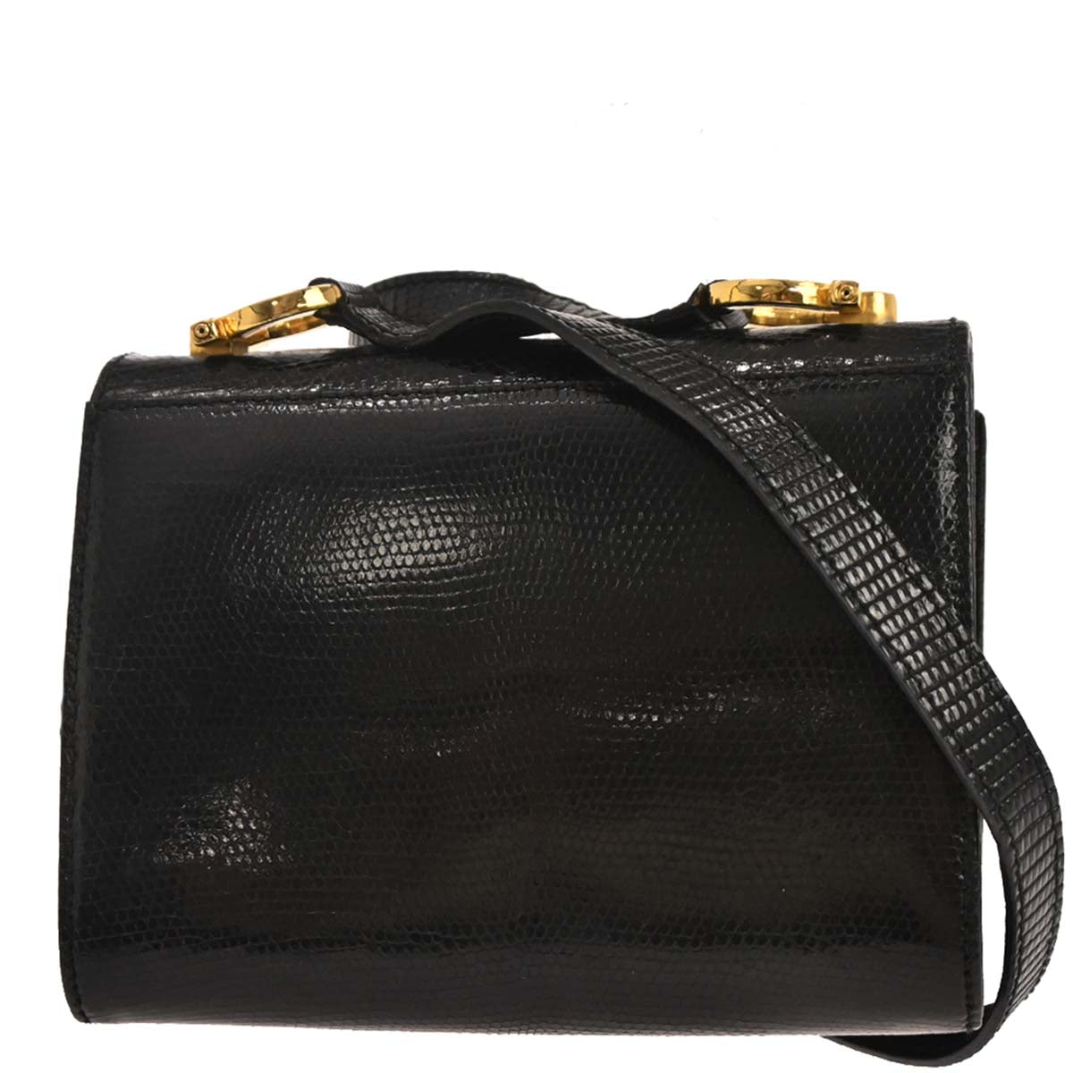 Salvatore Ferragamo Black Leather Gancini Shoulder Bag