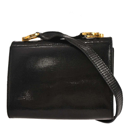 Salvatore Ferragamo Black Leather Gancini Shoulder Bag