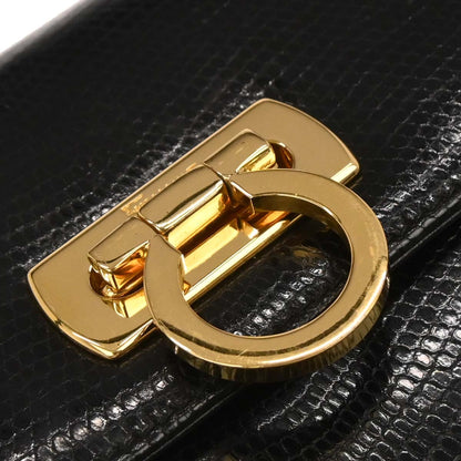 Salvatore Ferragamo Black Leather Gancini Shoulder Bag