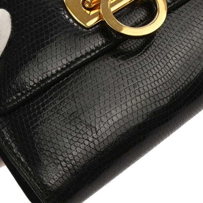Salvatore Ferragamo Black Leather Gancini Shoulder Bag