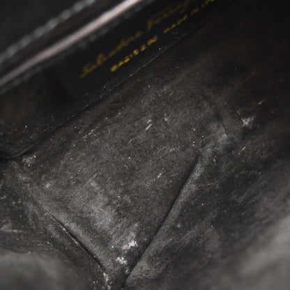 Salvatore Ferragamo Black Leather Gancini Shoulder Bag