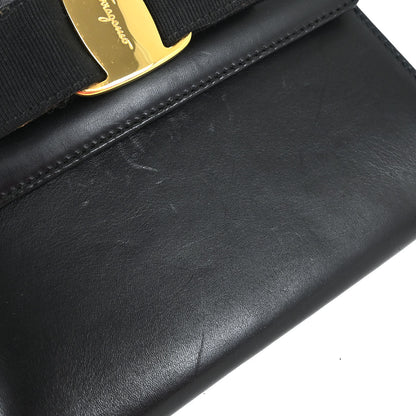 Salvatore Ferragamo Black Leather Vara Bow 2way Shoulder Handbag