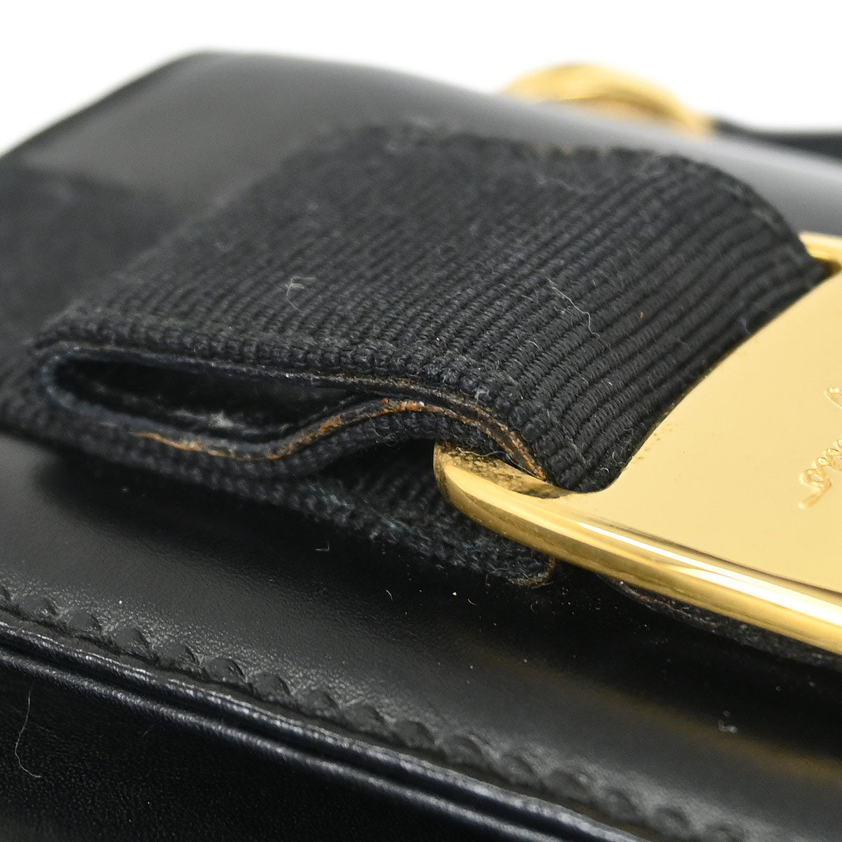 Salvatore Ferragamo Black Leather Vara Bow 2way Shoulder Handbag