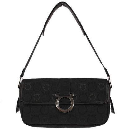 Salvatore Ferragamo Black Canvas Gancini Handbag