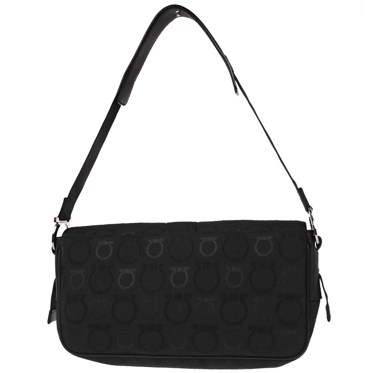 Salvatore Ferragamo Black Canvas Gancini Handbag