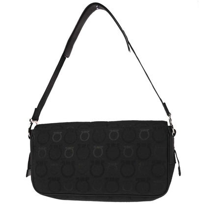 Salvatore Ferragamo Black Canvas Gancini Handbag