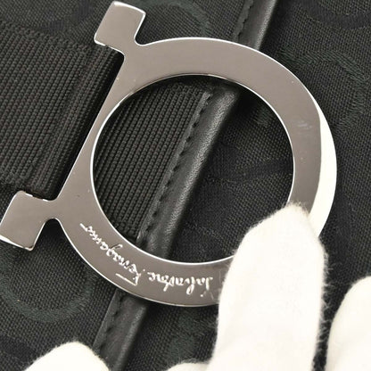 Salvatore Ferragamo Black Canvas Gancini Handbag