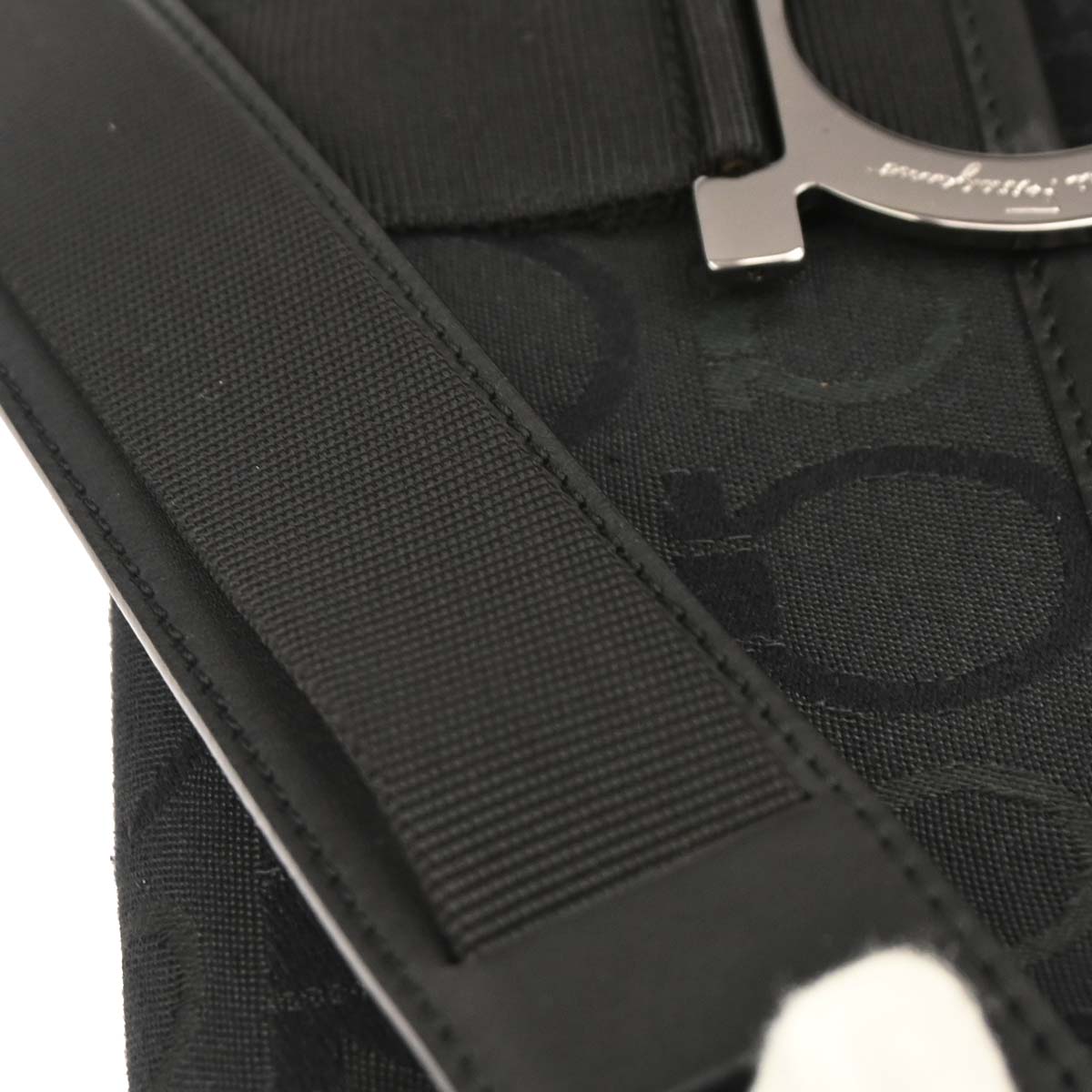 Salvatore Ferragamo Black Canvas Gancini Handbag