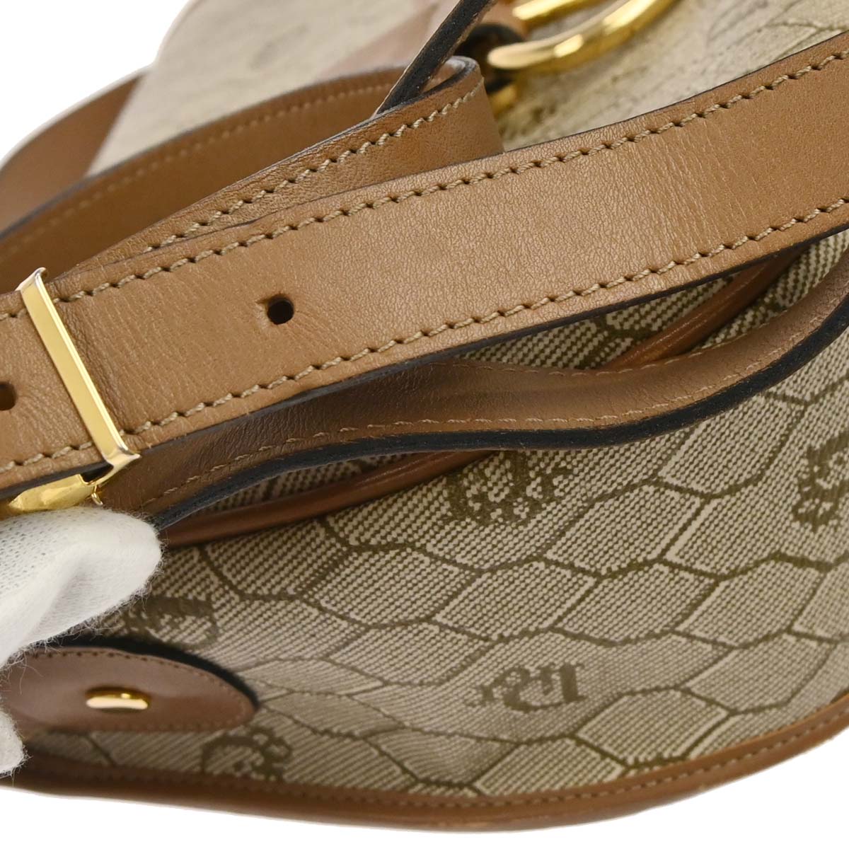 Christian Dior Beige PVC Honeycomb Shoulder Bag