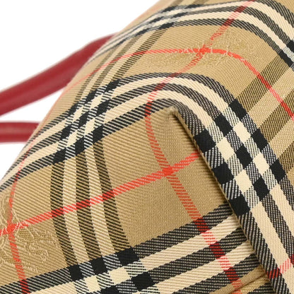 Burberrys Beige Red Canvas House Check Tote Handbag