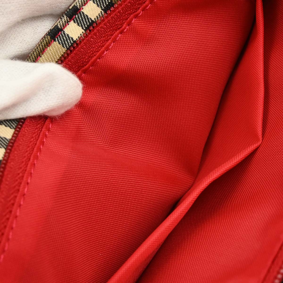 Burberrys Beige Red Canvas House Check Tote Handbag