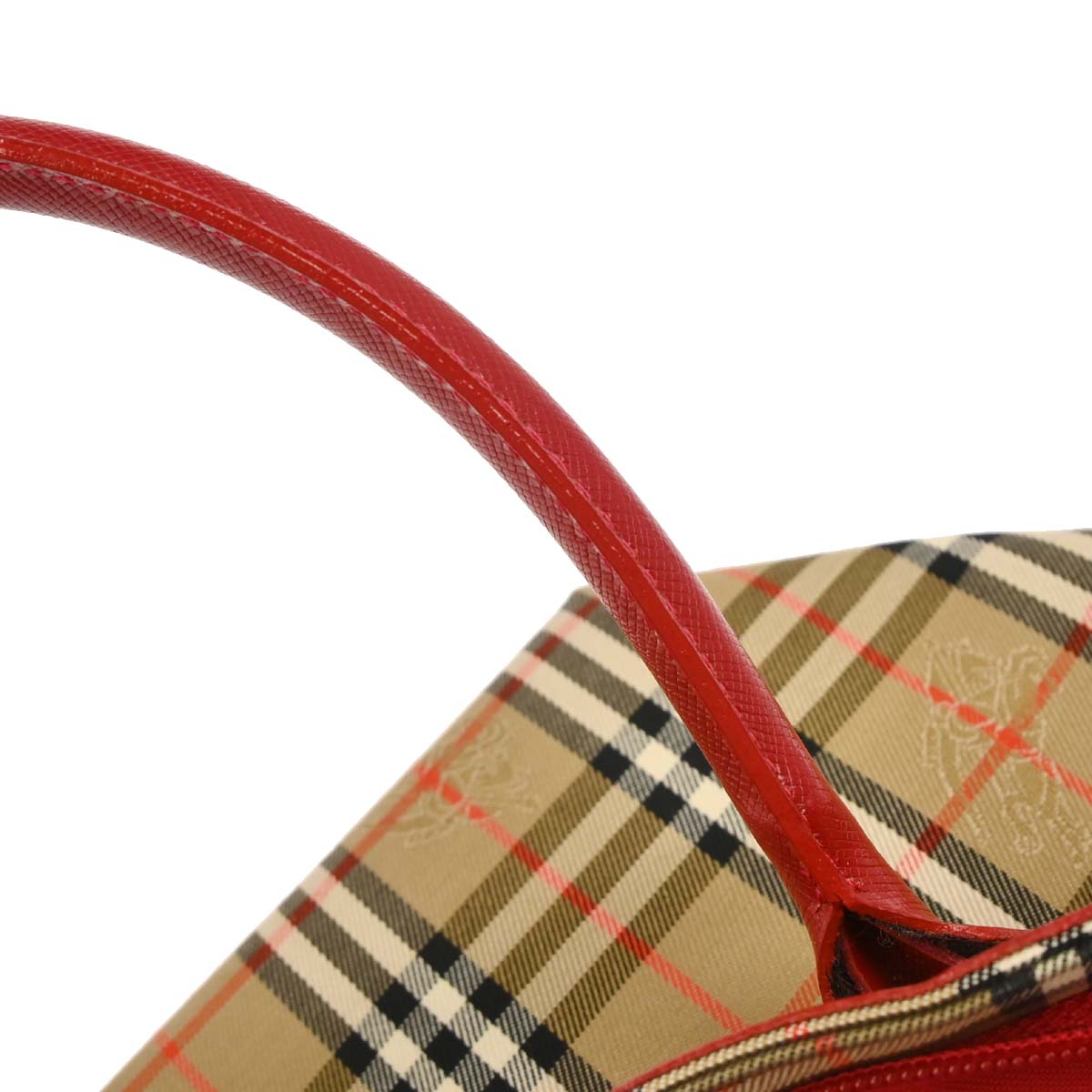 Burberrys Beige Red Canvas House Check Tote Handbag