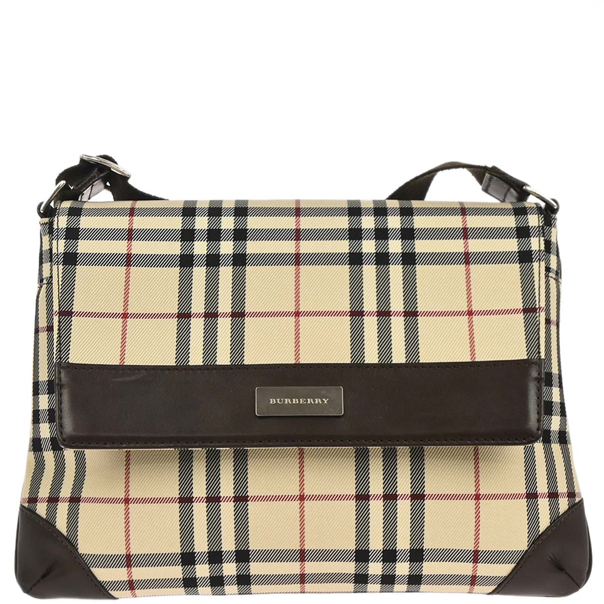 Burberry Beige Canvas Burberry Check Shoulder Bag