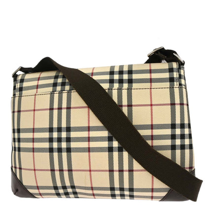 Burberry Beige Canvas Burberry Check Shoulder Bag