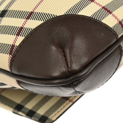 Burberry Beige Canvas Burberry Check Shoulder Bag