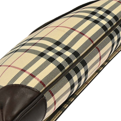 Burberry Beige Canvas Burberry Check Shoulder Bag