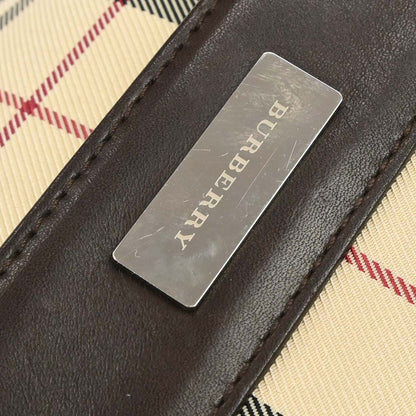 Burberry Beige Canvas Burberry Check Shoulder Bag
