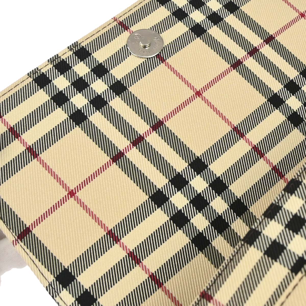 Burberry Beige Canvas Burberry Check Shoulder Bag