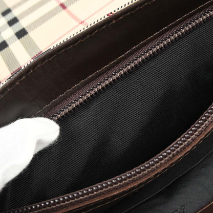 Burberry Beige Canvas Burberry Check Shoulder Bag